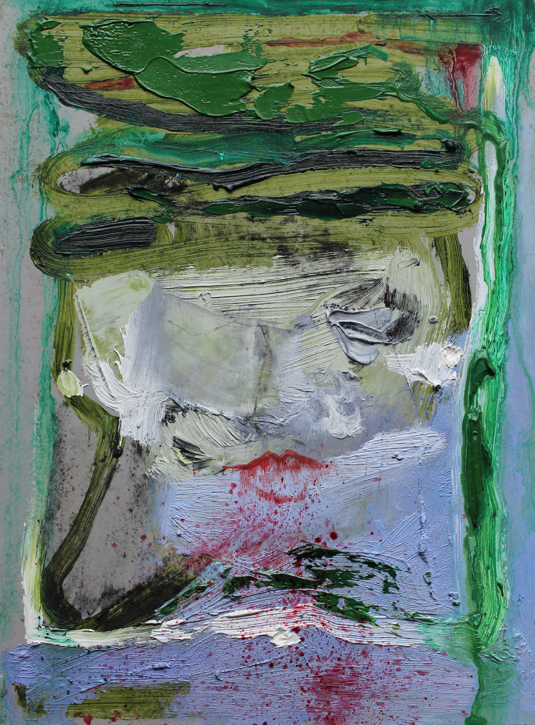 Abstract portrait in grey and green