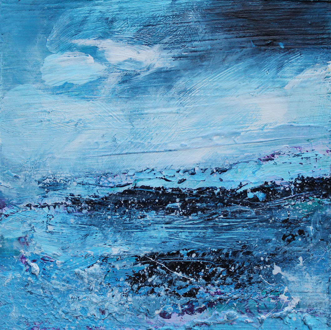 Seascape In Blue 2022 - original acrylic painting on wood (framed)