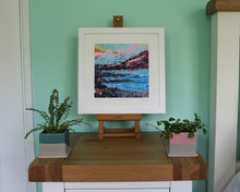 Load image into Gallery viewer, Irish seascape painting in pink and blue by Martina Furlong
