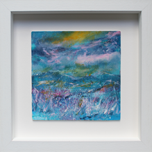 Load image into Gallery viewer, Framed landscape painting in beautiful subtle colours of pink yellow and turquoise by Martina Furlong Irish artist