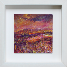 Load image into Gallery viewer, The Hill In Purple And Gold, September 2021 - original acrylic painting on wood (framed)