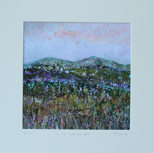 Irish landscape artwork fields mountains green by Martina Furlong contemporary Irish artist