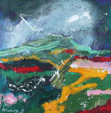 Load image into Gallery viewer, Original Irish Landscape Painting with fields and mountains by Martina Furlong