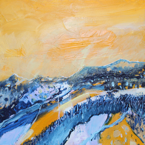 A Pathway To Yellow Skies - original acrylic painting on wood (framed)