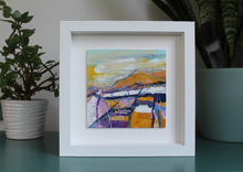 Load image into Gallery viewer, Landscape painting with clouds and yellow mountains by Martina Furlong