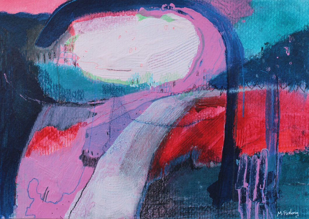 The Simple Path - original mixed media painting on paper (H21xW29cm)