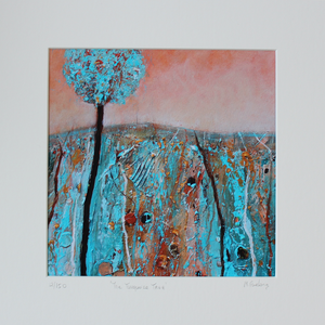 Limted edition print of a Turquoise tree painting by Irish artist Martina Furlong