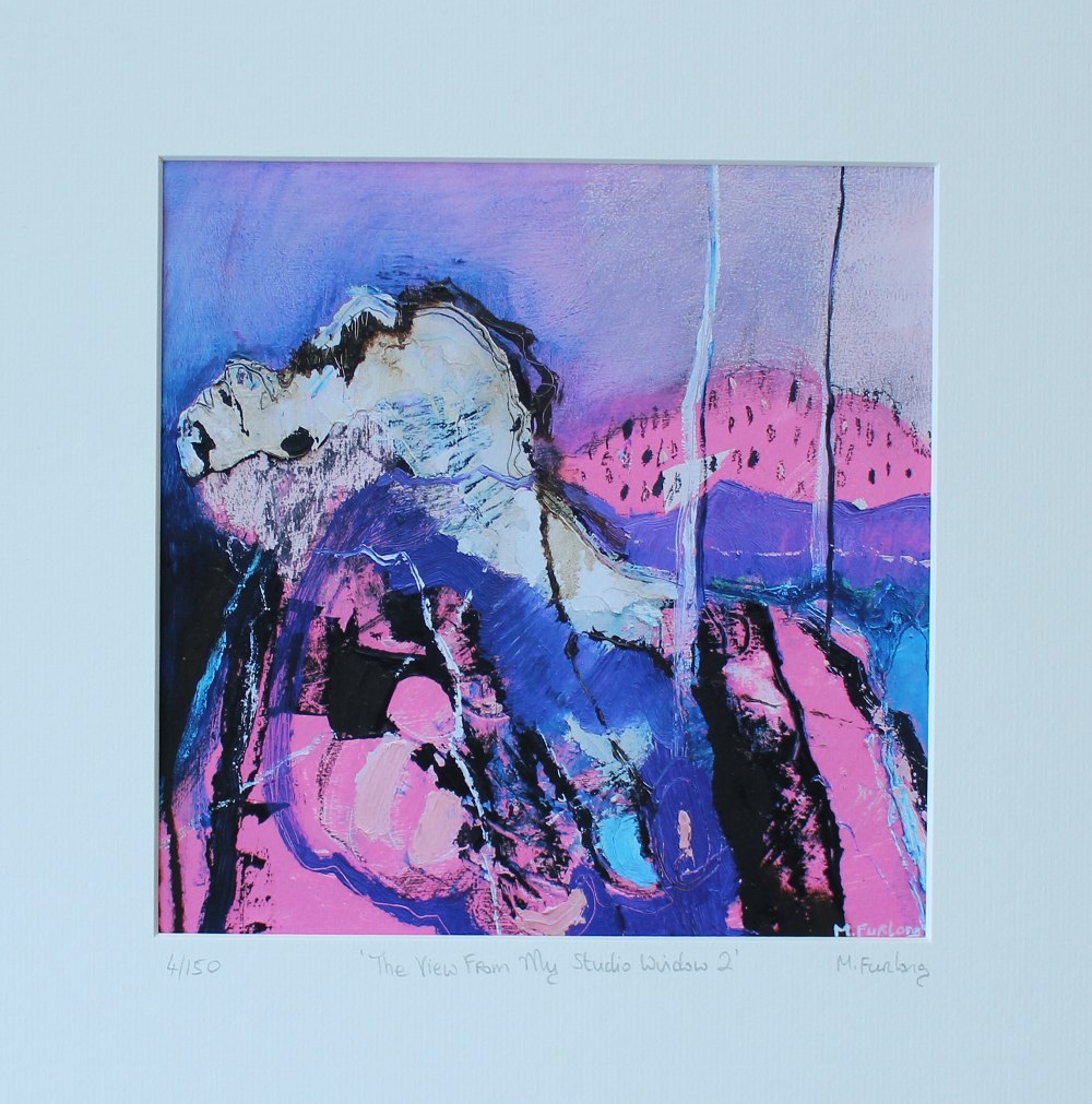 Pink and purple abstract landscape limited edition print by Martina Furlong