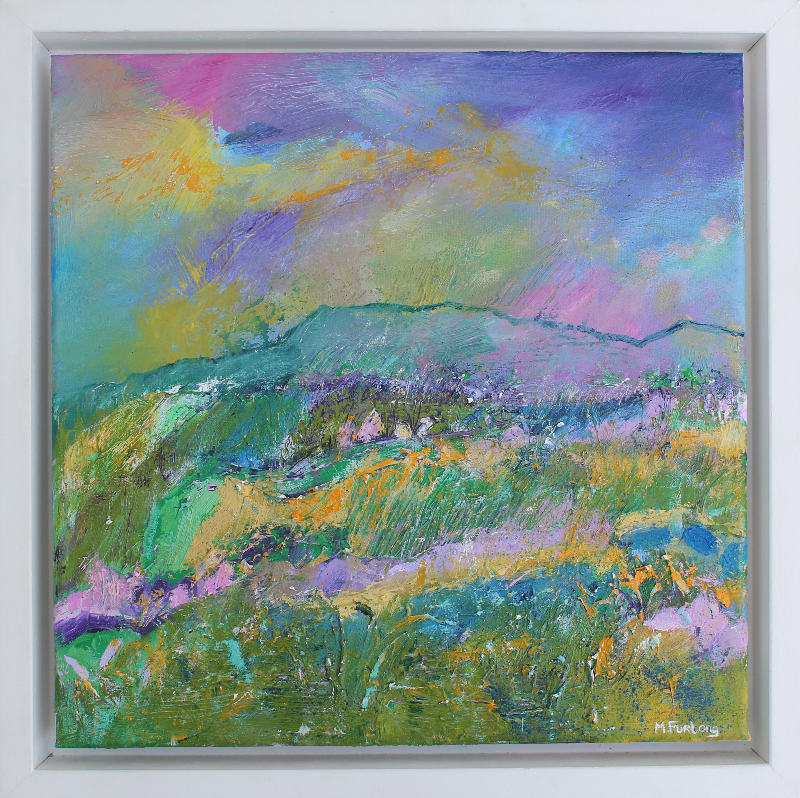 Colourful textured landscape oil painting on canvas by Irish artist Martina Furlong