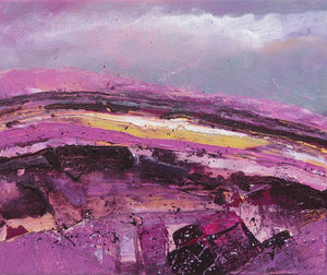 The Hill On A Purple And Grey Day - original acrylic painting on canvas (H25xW30cm)
