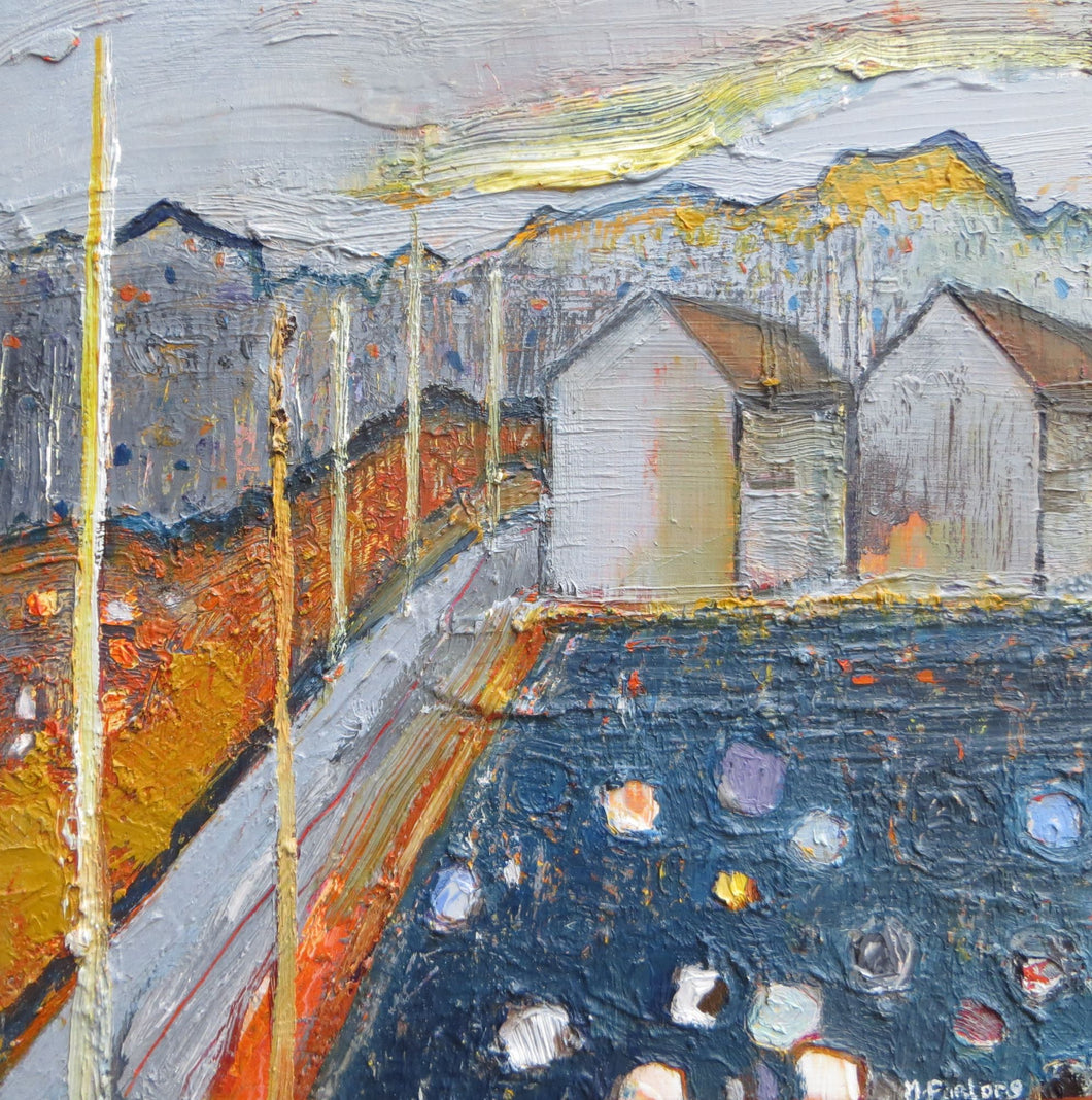 The Pathway In Orange And Grey (Heritage Series 1) 2018 - original oil painting on wood (H20xW20cm)