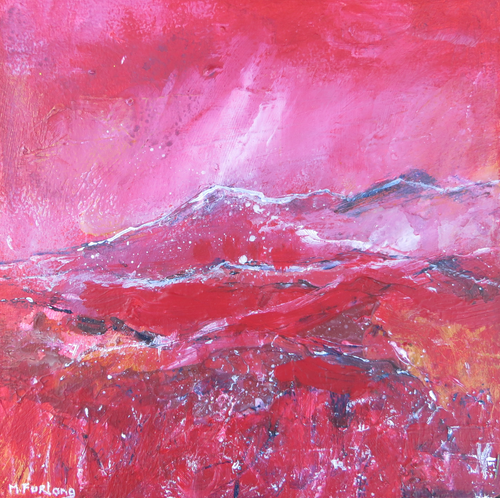 The Red Trail - original acrylic painting on wood (H15xW15cm)