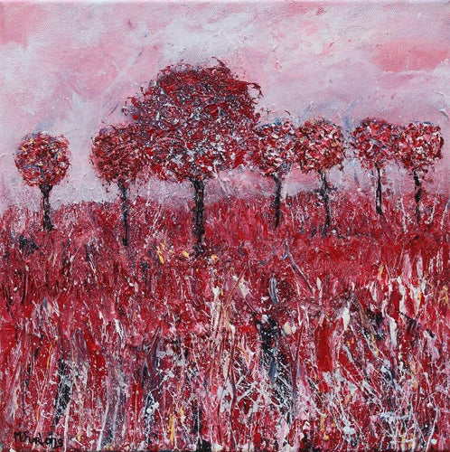 The Red Tree - original acrylic painting on canvas (H30xW30cm)