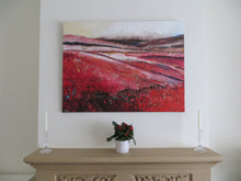 Load image into Gallery viewer, Large red landscape painting with mountains by Iris artist Martina Furlong