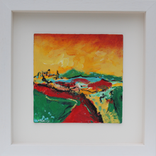 Load image into Gallery viewer, Vibrant Irish landscape painting in red yellow and green by Martina Furlong