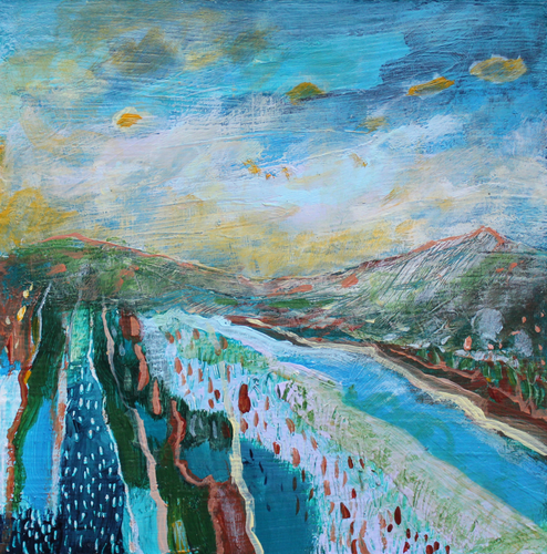 Where Adventure Awaits You - original acrylic painting on wood (framed)