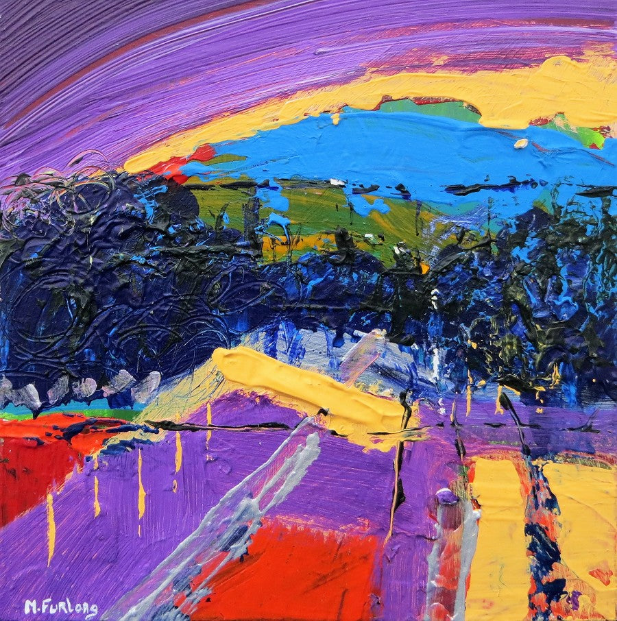 A Colourful Scene - original acrylic painting on wood (H15xW15cm)