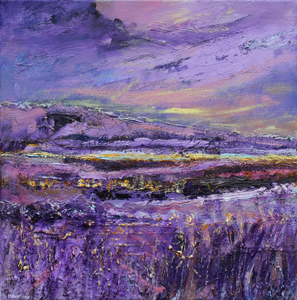 Contemporary landscape painting in purple by Irish Artist Martina Furlong