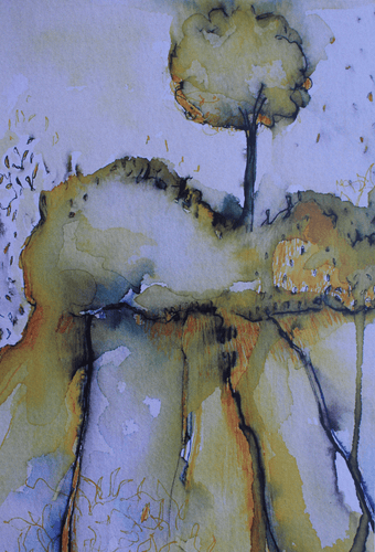 Colour Study With Tree 8 - Greeting Card