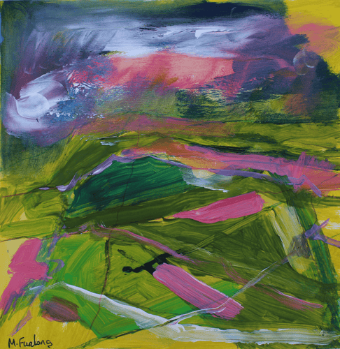 In Green And Pink - Hand Painted Card