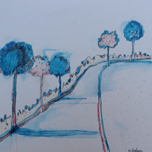 Pink Trees, Blue Trees - Hand Painted Card
