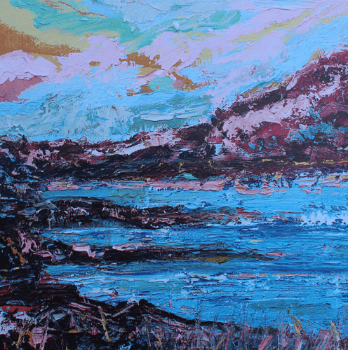 Seascape In Pink And Blue - Fine Art Greeting Card