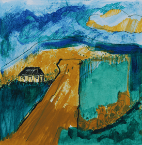 The Cottage In The Green Field - Hand Painted Card