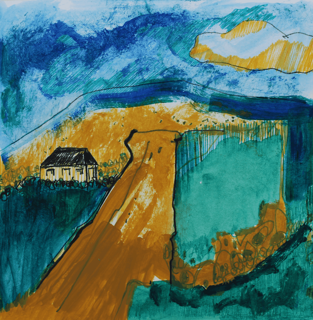 The Cottage In The Green Field - Hand Painted Card