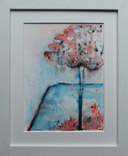 Colour Study With Tree 2  - pen and watercolour on paper (framed)