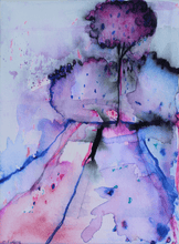 Load image into Gallery viewer, Colour Study With Tree 3  - pen and watercolour on paper (framed)