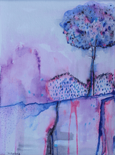 Load image into Gallery viewer, Colour Study With Tree 4  - pen and watercolour on paper (framed)