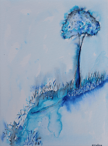 Colour Study With Tree 9  - pen and watercolour on paper (framed)
