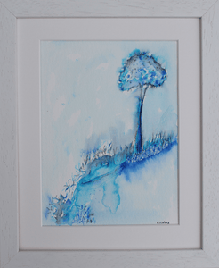 Colour Study With Tree 9  - pen and watercolour on paper (framed)