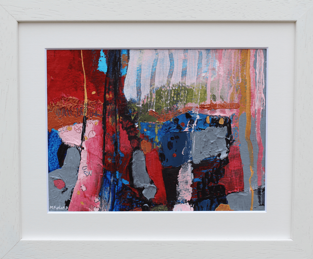 Lines, Shapes, Textures And Colours - mixed media painting on paper (framed)