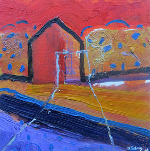 In Orange And Purple 2018 - original oil painting on wood (H15xW15cm)