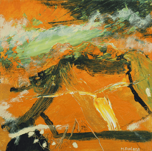 Vibrant Irish abstract landscape painting in yellow green and white