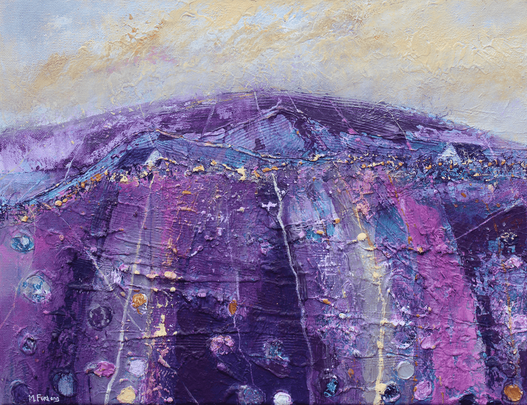 Purple With A Touch Of Gold - original acrylic painting on canvas (H30xW40cm)