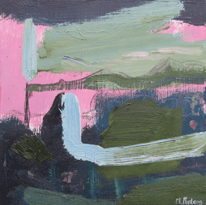 With Pink, Black And Green 2019 - original oil painting on wood (H15xW15cm)